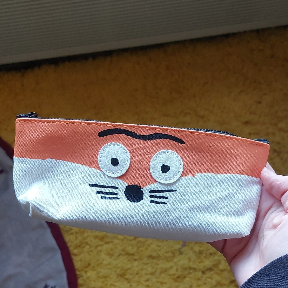 Orange and White Fox Pencil Case